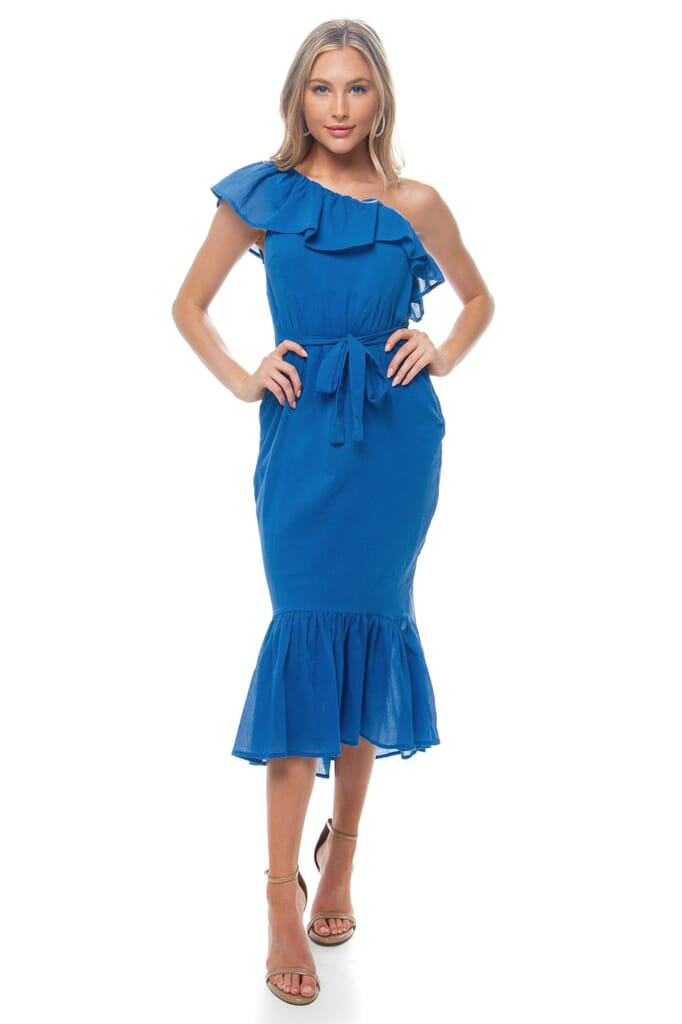 Rue Stiic Westcott One Shoulder Dress in Dazzling Blue