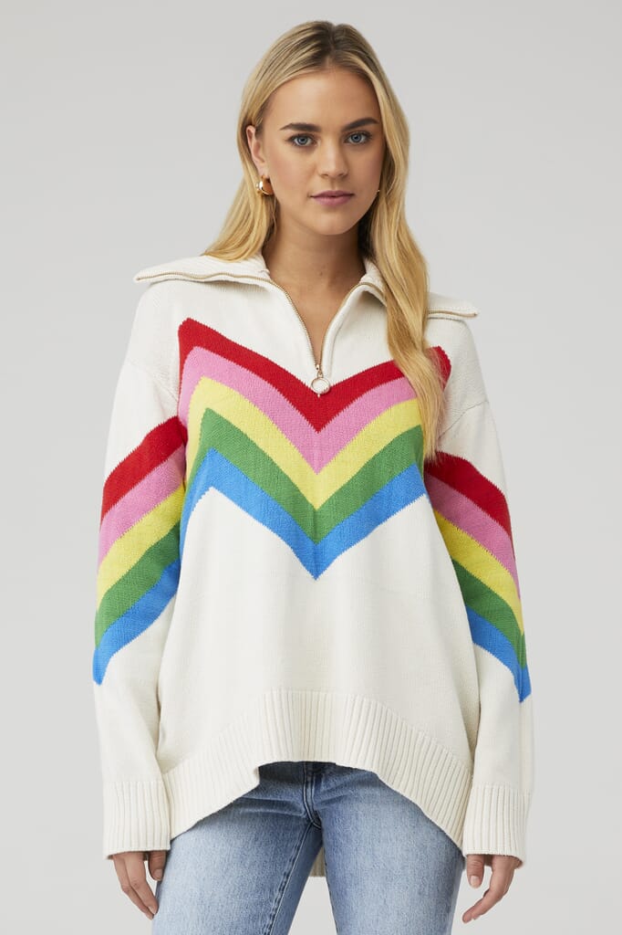 Show Me Your Mumu | Weston Half Zip Pullover in Rainbow Slope Knit ...