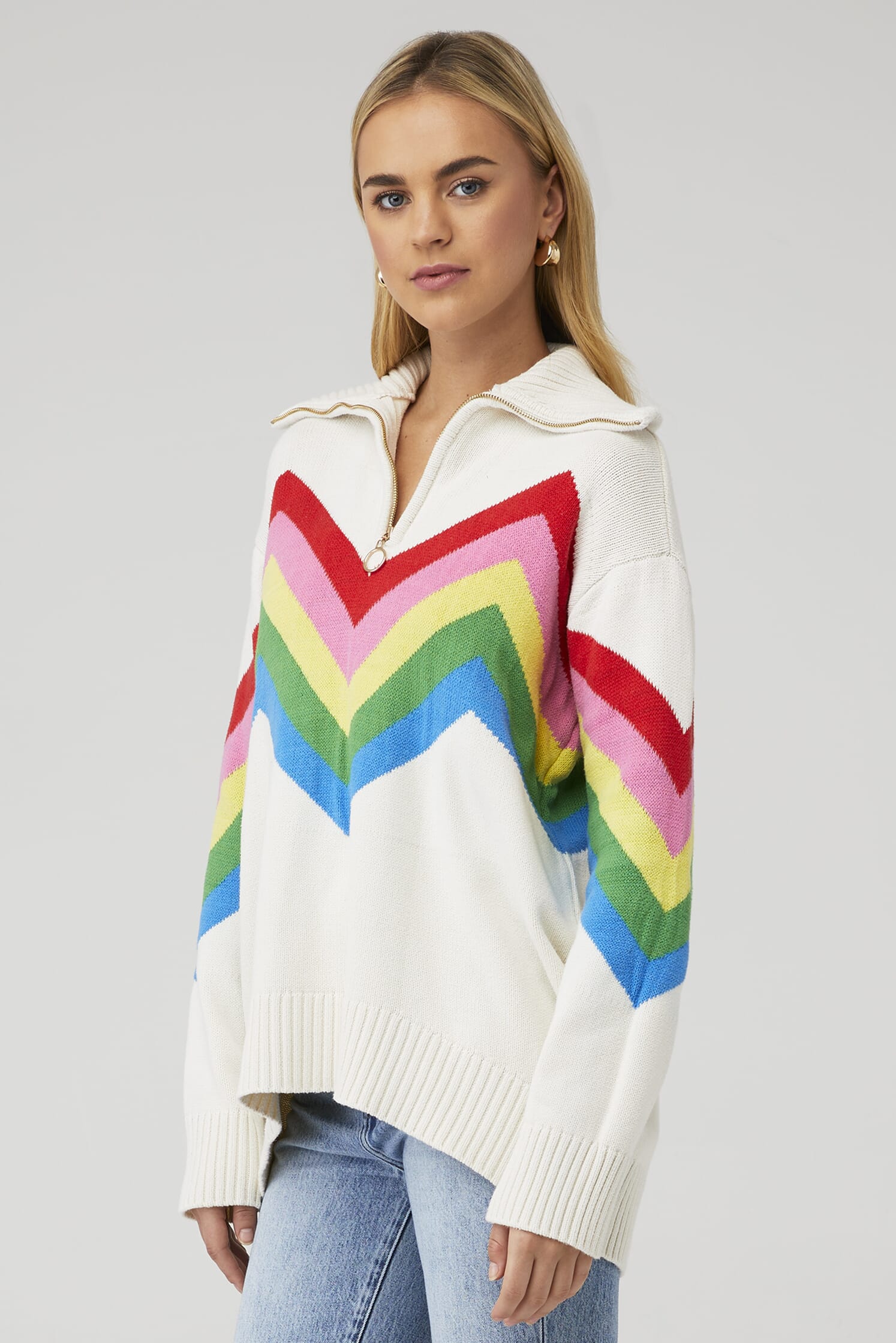 Show Me Your Mumu | Weston Half Zip Pullover in Rainbow Slope Knit ...