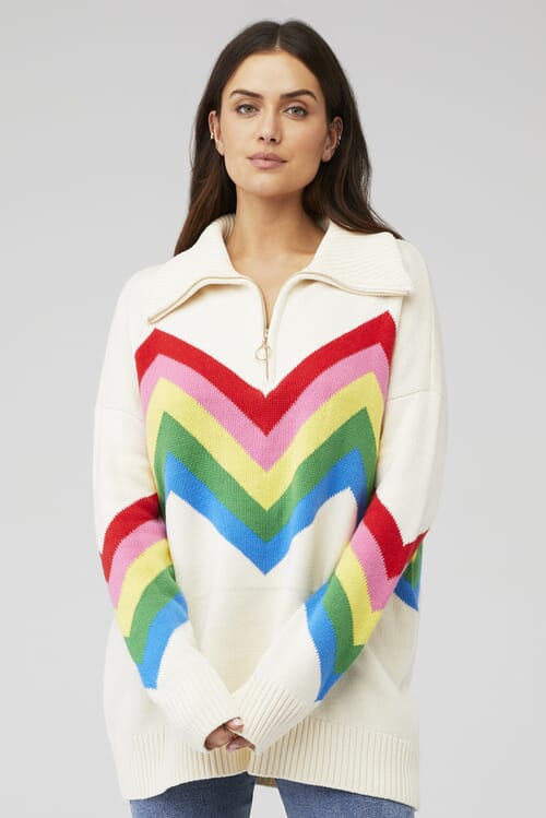 Show Me Your Mumu | Weston Half Zip Pullover in Rainbow Slope Knit ...