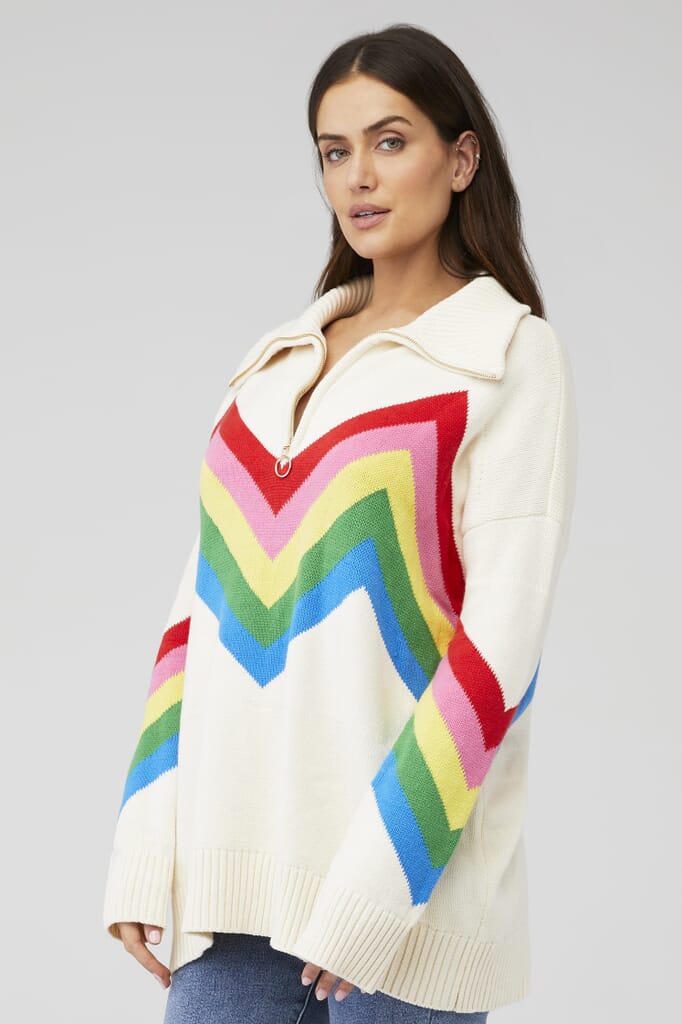 Show Me Your Mumu | Weston Half Zip Pullover in Rainbow Slope Knit ...