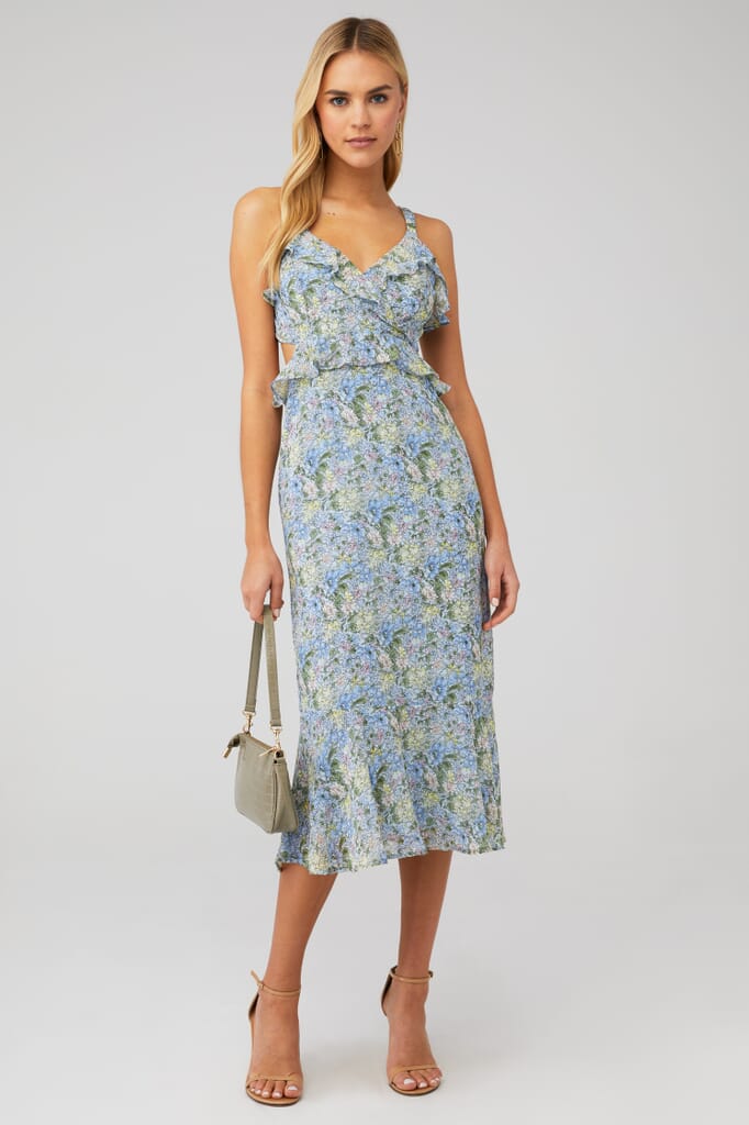 ASTR Wildflower Dress in Blue Multi Floral FashionPass