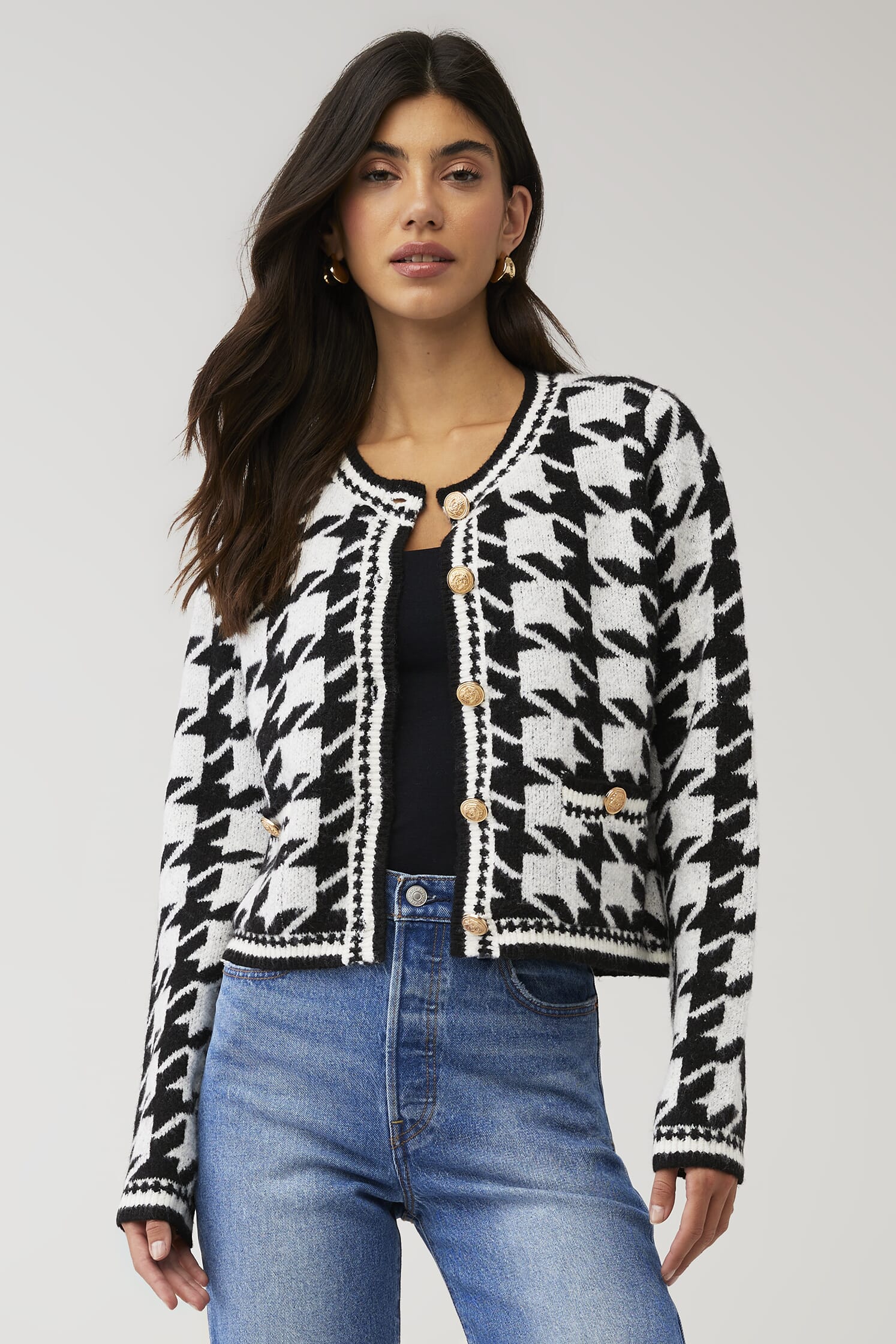 JOHN JENN X Fashionpass Benjamin Cardigan in Houndstooth