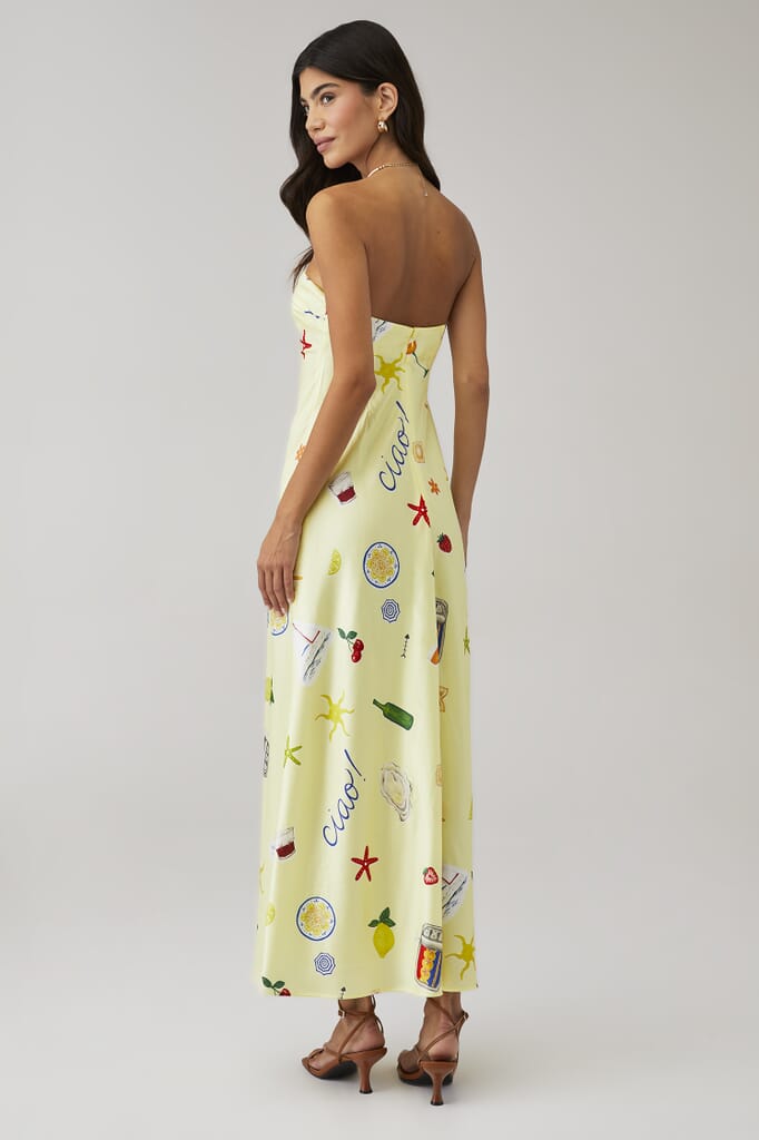 real love embroidered dress yellow Yellow ITALIA IS LOVE Crêpe Embroidered Crystal Dress main image 0