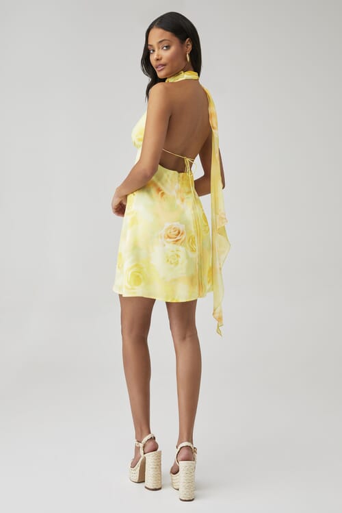 For Love Lemons X Fashionpass Carla Mini Dress in Yellow Rose FashionPass