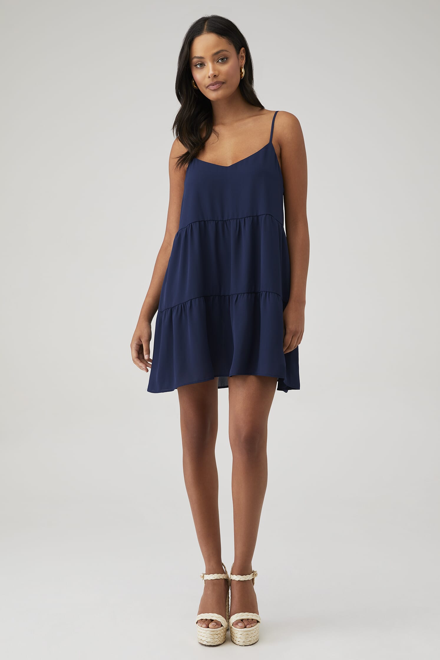 knee length dresses for ladies Claire Mini Dress, in White Poplin, Size: Small main image 1