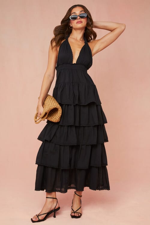 スーパーセール期間限定 LoveShackFancy | X Fashionpass Clarissa Maxi Dress in Black スーツ・フォーマル・ドレス