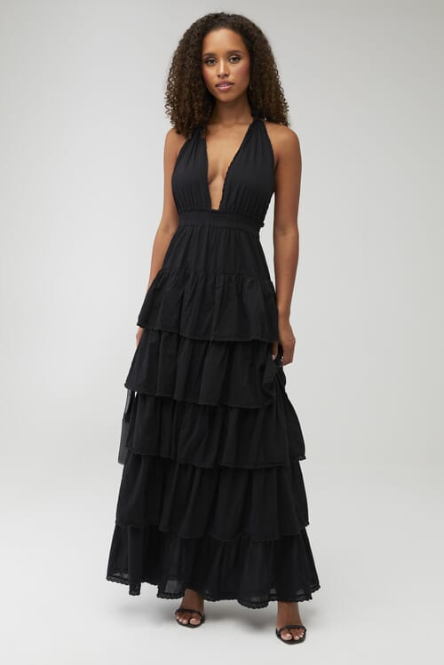 Clarissaロングドレス LoveShackFancy | X Fashionpass Clarissa Maxi Dress in Black