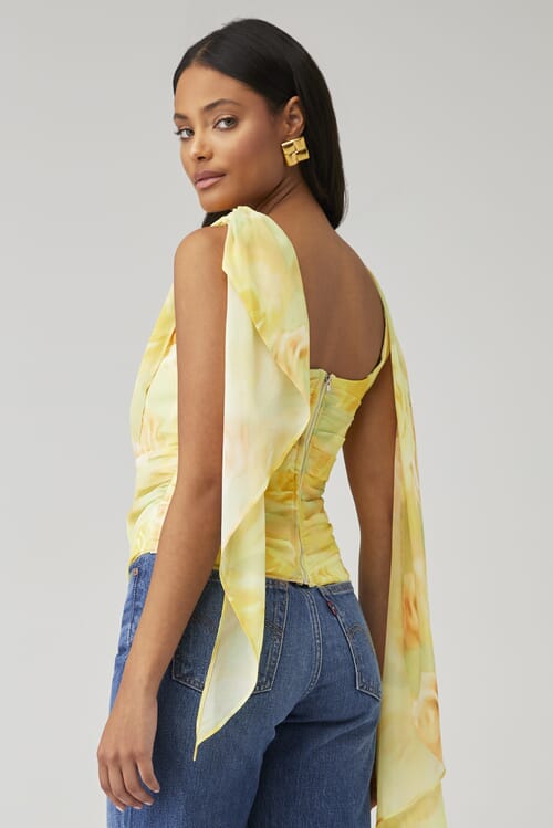 For Love & Lemons | X Fashionpass Harper Top in Yellow Rose
