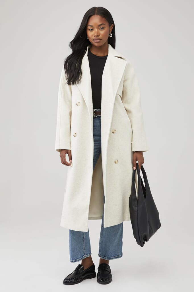 white christmas dresses Long Creme Wool Coat – Monique Lhuillier main image 0