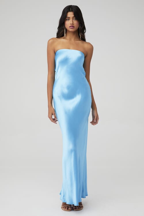 BEC BRIDGE X Fashionpass Moon Dance Strapless Dress in Azure FashionPass