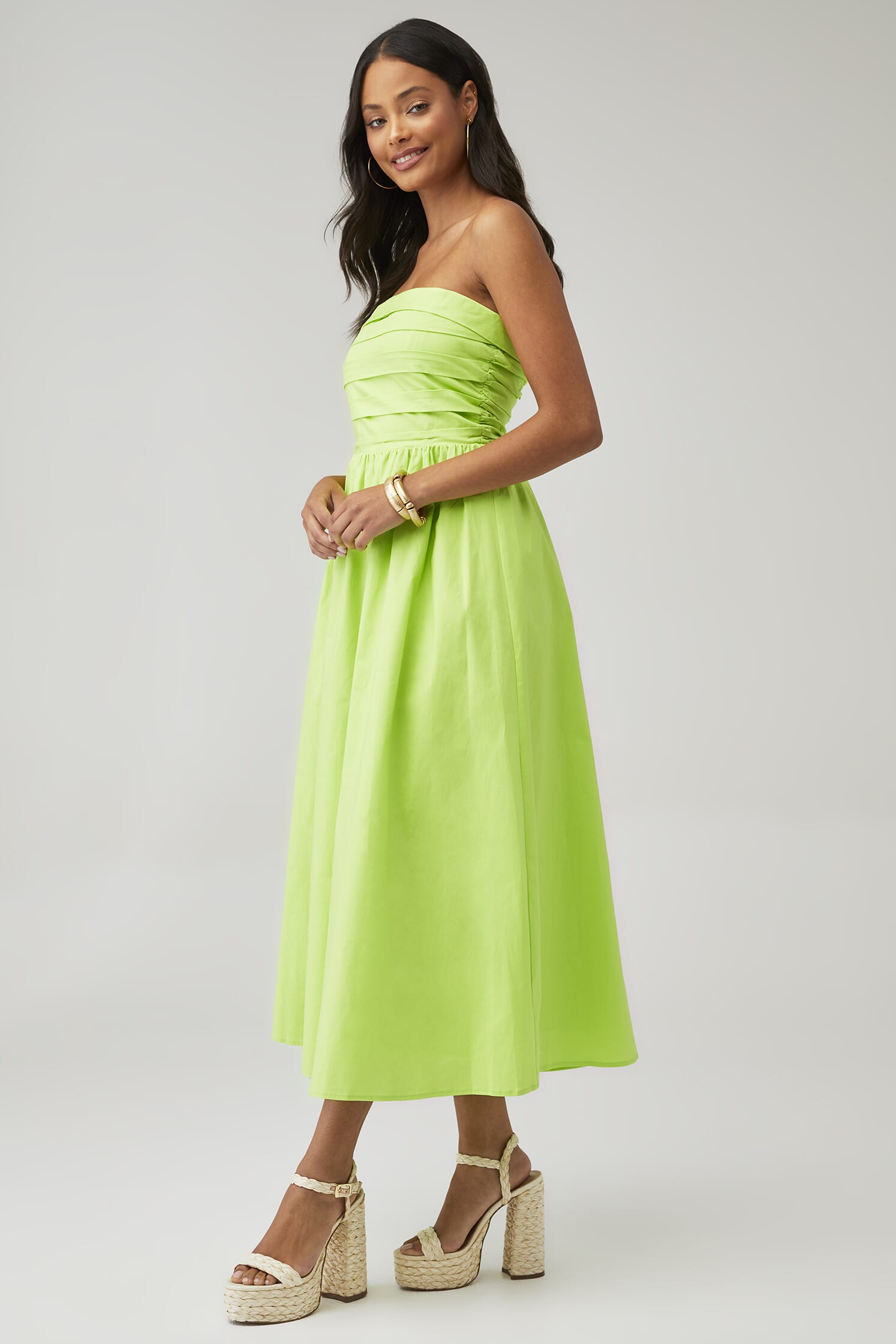 green emerald velvet dress Briella Lime Green Midi Dress – BETTINA