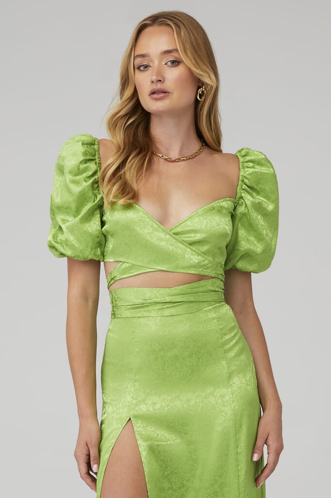 ronny kobo green dress SARA DRESS LIME GREEN / S main image 1