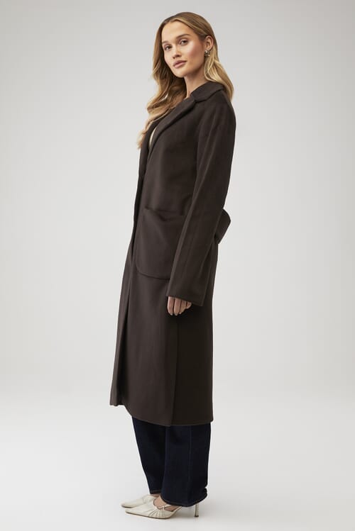 ☆Theory☆Boucle Coat Flare CoatダークグレーAライン Alpaca Boucle Classic Collar Coat | EILEEN FISHER