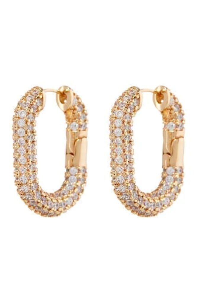 Luv Aj | Xl Pave Chain Link Hoops in Gold| FashionPass