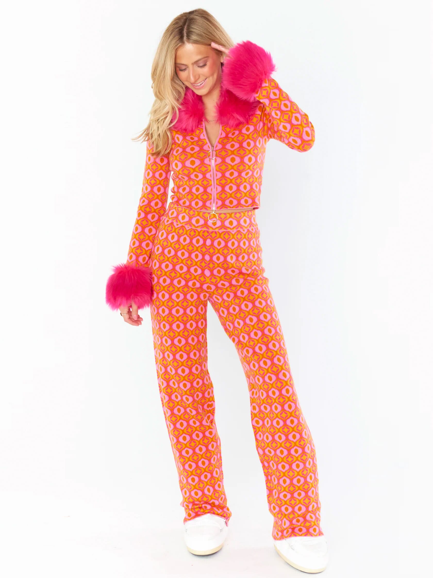 Show Me Your Mumu | Zermatt Sweater Pant in Pink Geo Jacquard| FashionPass