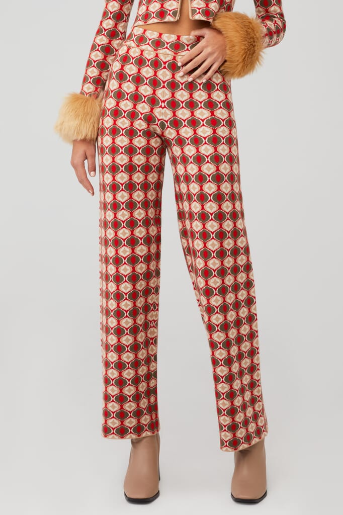 Show Me Your Mumu | Zermatt Sweater Pant in Brown Geo Jacquard W Faux ...